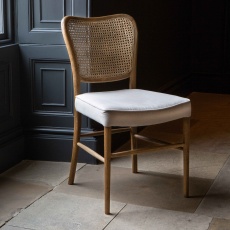 Anouk Dining Chair with Rattan Back and Linen Seat (New 2024)
