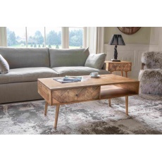 Chevron Coffee Table 1 Drawer in Natural Finish (New 2024)