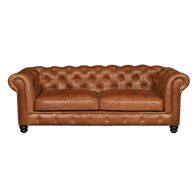 vintage Gotti Club 3 Seater - Fast Track (Brown Tan Leather)
