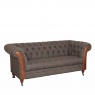 vintage Chester Club 2 Seater Sofa - Moreland Harris Tweed - Fast Track Delivery