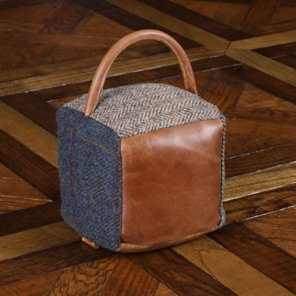 Doorstop Square HTP/Leather Patchwork