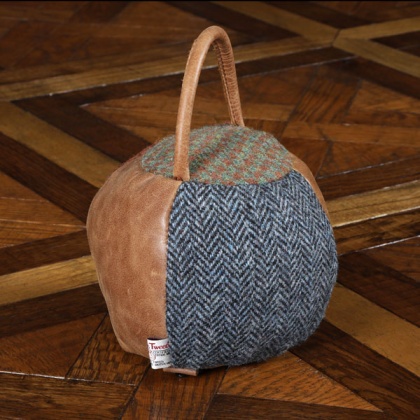 Doorstop Round HTP/Leather Patchwork