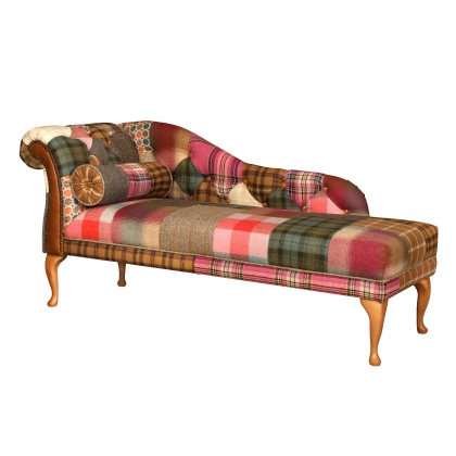 Chester Chaise - (Patchwork Button Back L/Hand Facing) Inc -  Bolster Cushion Inc