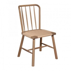 Andersson Spindle Back Chair with Woven Rope Seat Base & White Oil Legs