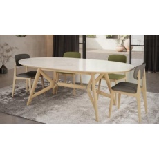 Morgan Oval Dining Table Bianco Oak - Sintered Stone Top