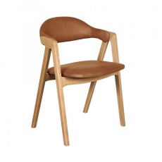 Ossby Chair in Mocha PU Leather with Bianco Oiled Legs - Sold in Multiples of 2