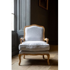 Bardney Armchair with Natural Linen in Distressed Oak Wood