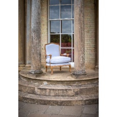 Bardney Armchair in Silver Linnet Upholstery with Oak Wood Frame