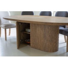 Barkington Oval Fluted Pedestal Base Table with Grey Oil Finish
