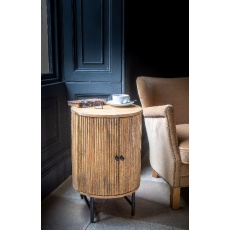 Fluted Ridged 2 Door Round Lamp Table