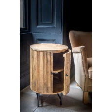Fluted Ridged 2 Door Round Lamp Table