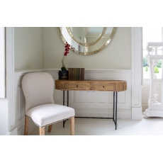 Fluted Ridged Wood 2 Drawer Console table