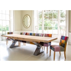 Windermere Monastery Extending Dining Table with Z Metal Legs & Bianco Finish