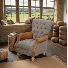 Westminster Armchair in Harrington Tweed (Fellwood Lodge) and Tan leather Trims (New 2025)