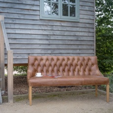 Stanton 3 Seater Bench in Brown Leather (Made To Order)