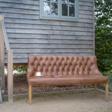 Stanton 3 Seater Bench in Brown Leather (Stock Line)