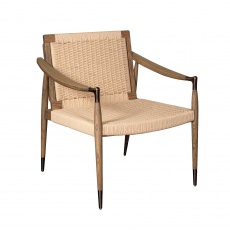 Burford Leisure Chair with Removeable Cushion in Natural Linen fabric & Grey Oiled Oak Frame