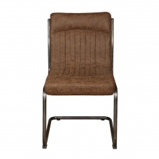 Hipster Retro Dining Chair in Vintage Brown Faux Leather