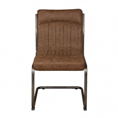 Hipster Retro Dining Chair in Vintage Brown Faux Leather