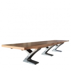 Windermere Rustic Monastery Ext. Table  - Smoked Oak Top with Metal Legs (Special Order)