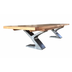 Windermere Rustic Monastery Ext. Table - Smoked Oak Top with Metal Legs