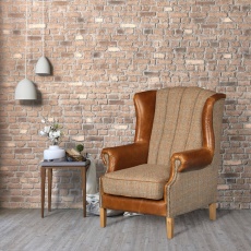 Fluted Wing Armchair - Hunting Lodge Harris Tweed - Fast Track Delivery