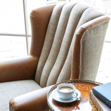 Fluted Wing Armchair - Hunting Lodge Harris Tweed - Fast Track Delivery