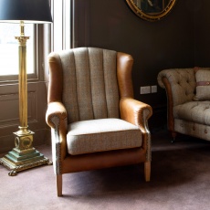Fluted Wing Armchair - Hunting Lodge Harris Tweed (Fast Track)