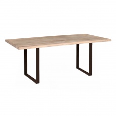 Modena Table - (White Oiled Finish) with "U" styled metal legs -1.5m