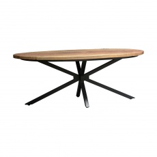 Java Sleeper Wood/Black Iron - Oval Coffee Table