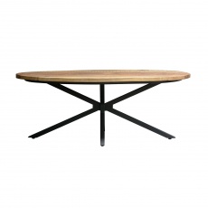 Java Sleeper Wood/Black Iron - Oval Coffee Table