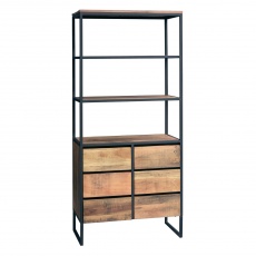 Java Sleeper Wood/Black Iron - 6 Drawer Bookshelf -