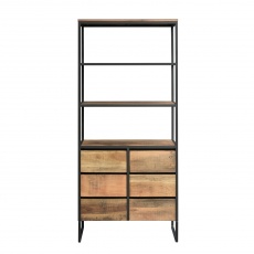 Java Sleeper Wood/Black Iron - 6 Drawer Bookshelf -