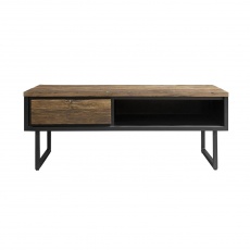 JavaSleeper Wood/Black Iron - 1 Drawer Coffee Table/TV Unit