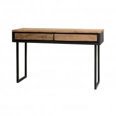 Java Sleeper Wood/Black Iron  - 2 Drawer Console Side Table