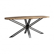 Java Sleeper Wood - D End Oval Dining Table 180cm with Spider leg X