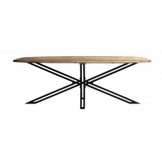 Java Sleeper Wood - D End Oval Dining Table 220cm with Spider leg X