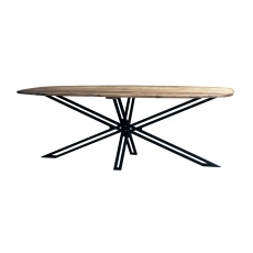 Java Sleeper Wood - D End Oval Dining Table 220cm with Spider leg X