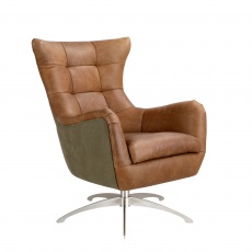 Fallon Swivel Chair - Leather and Canvas