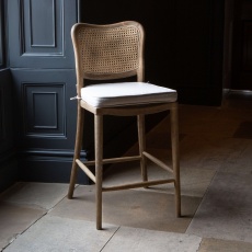 Anouk Barstool with Upholstered Seat Pad - Natural Linen (New 2024)