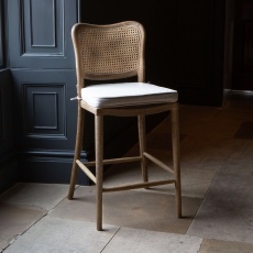 Anouk Barstool with Upholstered Seat Pad - Natural Linen