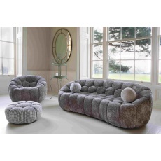 Aero Bubble Ottoman in Grey~White Houndstooth Fabric