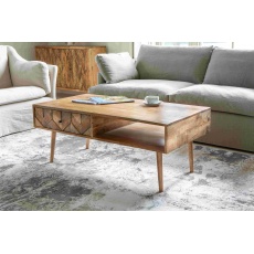 Chevron Coffee Table One Drawer in Natural Finish
