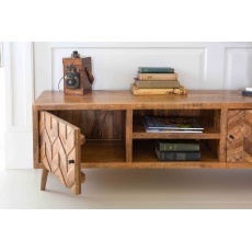 Chevron TV Cabinet 2 door in Natural Finish..