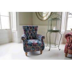Westminster Armchair in Printed Blue Velvet
