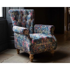 Westminster Armchair in Printed Blue Velvet