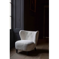Navagio Upholstered Chair in Ivory Chenille Fabric with Black Wenge Legs