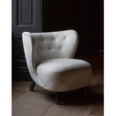 Navagio Upholstered Chair in Ivory Chenille Fabric with Black Wenge Legs