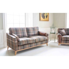 Whitwell 3 Seater Sofa in Malham Green Wool & Tan Leather - Fast Track