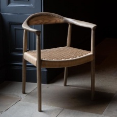 Holcot Rattan - Togo Chair with Natural Weave Rope Seat & Light Grey Oil Legs